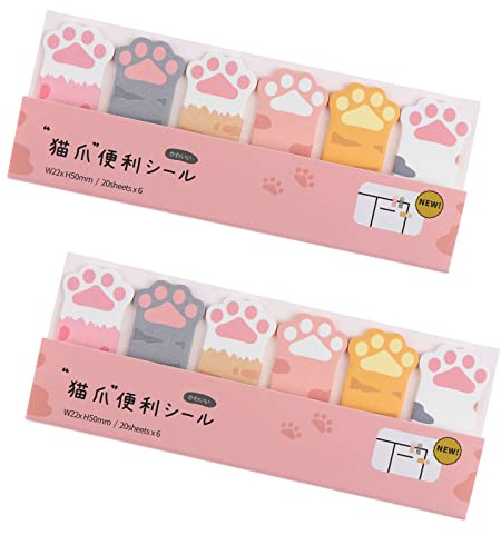 240 Blätter Nette Tiere Haftnotizen Katzenpfote Memo Pad Sticky Notes | Katalog Index Tabs Selbstklebende Registerkarten Notizen Flaggen Index für Katzenliebhaber Kawaii Schulbedarf Büroartikel
