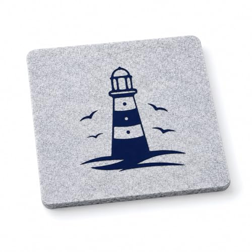 Filz Glasuntersetzer Maritim Meer Filzuntersetzer Tischuntersetzer Untersetzer 4er Set (Leuchtturm)