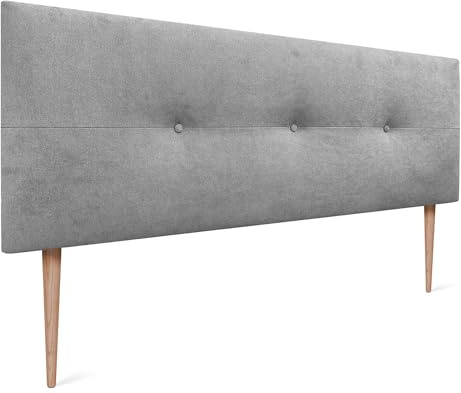 DHOME Stoppad Huvudgavel i Konstläder eller Tyg AQUALINE med Ben Huvudgavlar Sänggavlar (Tyg Grå,160x105cm (Säng 150/160))