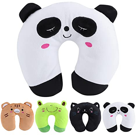 almohada de viaje para niños,Almohada de viaje, almohada para el cuello de animales, soporte para la barbilla, almohada acogedora, cojín en forma de U, almohada de apoyo para la barbilla(panda)
