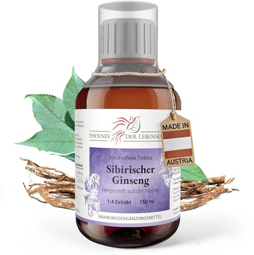 Sibirischer Ginseng Tinktur (alkoholfrei) 150ml | Eleutherococcus senticosus Tropfen (1:4 Extrakt) | Top Premium Qualität aus Österreich | Veganes Nahrungsergänzungsmittel ohne Zusatzstoffe