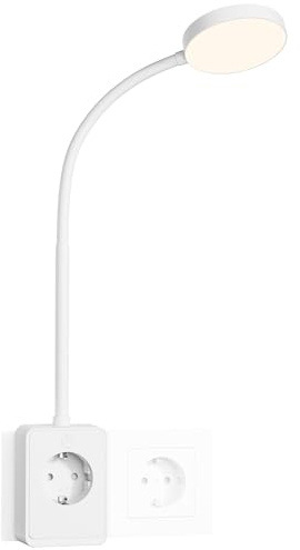 ENUOTEK Lampada da Lettura Parete LED Bianca con Spina e Presa, Luce per Lettura Libri a Letto con USB e Uscita Tipo C, Abat Jour da Muro da Tavolo Touch Dimmabile, 3 Colori della Luce, 4.5W 400Lm