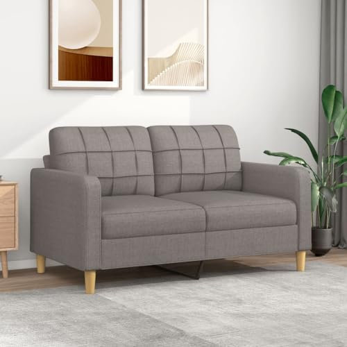 SECOLI Sofa 2-Sitzer Couch Lounge für Wohnzimmer/Schlafzimmer/Büro/Wohnung - 140cm - Taupe - Stoff
