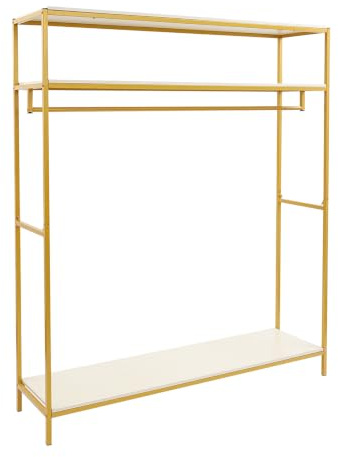 MEHOOSPVN Kleiderständer Gold Platz Garment Gestell, Gold Metal Hochzeitskleid Brautkleiderständer, Kleid Mantel Display Ständer für Boutique-Shop, Freistehender Kleiderbügel, Standdekoration 180cm