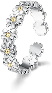 Kakonia 925 Sterling Silver Tåring - Justerbar Strand Nagel Ring, Tusensköna Blomma CZ Kors Opal Tvinnad Manschett, Ädelsten, Kubisk Zirkonia