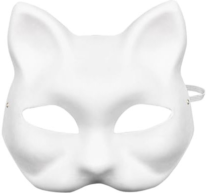 15 Stück DIY Katzenmaske, Unbemalt Fuchsmaske, Handgemalte Katze Maske, Lustige Weißes Papier Maske für Maskenball Halloween Cosplay Kinder Erwachsene