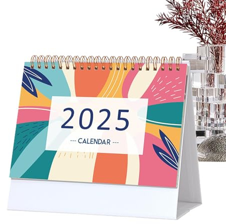 Månatlig skrivbordskalender 2025, bordskalender 2025 | 18-månadskalender 7,6 x 6,7 tum – juli 2024 – december 2025, bordskalender med att göra-lista och stora linjerade block för hemmet