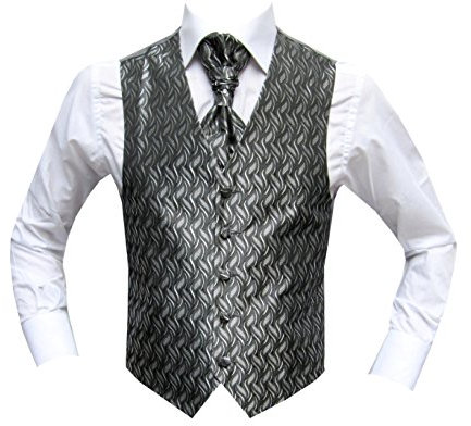 MMUGA Hochzeitswesten Set mit Plastron Grau 44