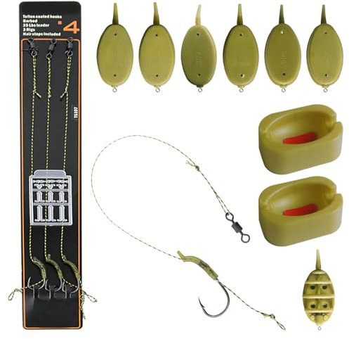 Fyfjur Alimentador De Metodo De Pesca, 6 Piezas Accesorios De Pesca Comederos 15/20/30/40/50/60g con Molde De Liberación Rápida, Pesca Accesorios Accesorios De Carpa con Anzuelos De Pesca