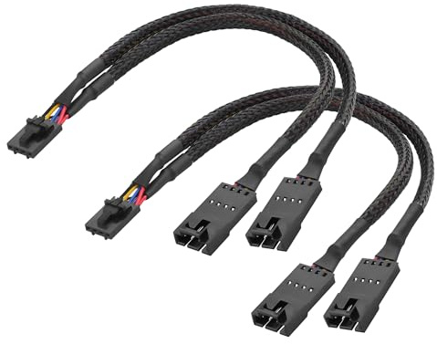 GINTOOYUN 2 x 4-polige Buchse auf zwei 4-polige Stecker ICUE Commander CORE-XT Konvertierungskabel für SP/HD/ML/LL/QL120, RGB 140 Lüfter usw. (8,66 Zoll)