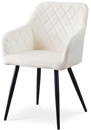 CLIPOP Esszimmerstuhl, 1 Stück Küchenstühle Beige Samtstoff stühle Polsterstühle mit Armlehne Metallbeine Polstersessel Stühle für Esszimmer Küche (1, Samt Beige)
