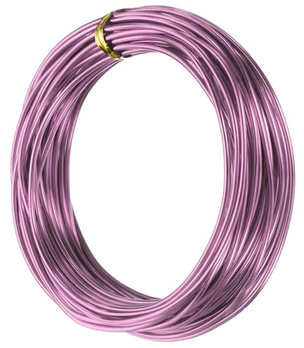 QUARKZMAN 12 Gauge 2mm Aluminiumdraht, 32,8 Ft (10m) Biegsamer Metall-Draht Schmuck Basteldraht Perlen Armaturendraht für DIY Basteln Kränze Modellieren Florale Bonsai-Bäume, Pink