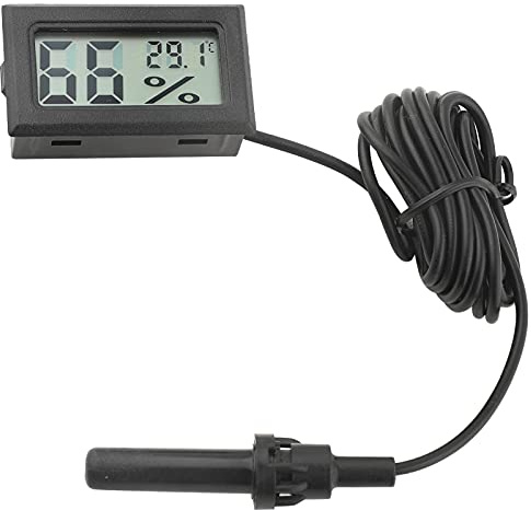 FTVOGUE Thermomètre Hyromètre Sonde Externe Grand Écran LCD | Mesure précise intérieur extérieur, Affichage clair, Matériau durable, Stabilité, Serre cave maison