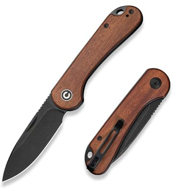 CIVIVI Elementum Slip Joint Folding Pocket Knife 7.52 cm 14C28N Blade | Outdoor EDC Knife, Wood Handle, Two-handed Opening, Half Stop, Reversible Pocket Clip, C18062AJ-3