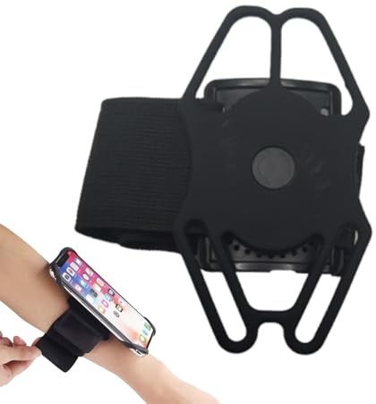 Soporte de teléfono para el brazo, para correr, deportes, desmontable, para deportes al aire libre, correr, senderismo, ciclismo, al aire libre, pulsera móvil de silicona de 360°