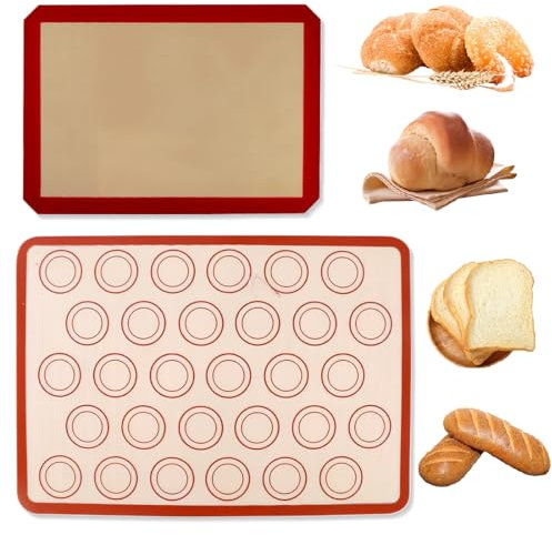 CATOR 2 Pcs carta forno riutilizzabile, Tappetini da forno in silicone, antiaderenti, riutilizzabili, senza BPA, lavabili e resistenti al calore, per forno a microonde, macaron, biscotti, pasticceria