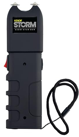 Vexor Storm S2001 Personal Safety Device - Rechargeable with LED Light - Ergonomic Grip and Wrist Strap - Safety Switch - Includes Holster and Training Guide