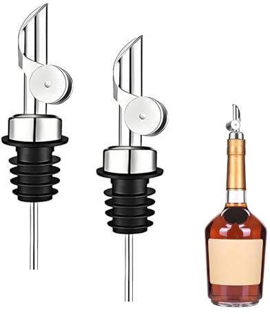 2 Stück Olivenölausgießer Likörausgießer Likörausgießer Olivenöl Ausgießer Likörausgießer Flaschenausgießer Edelstahl Ausgießer für Alkohol Essig Flüssig