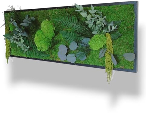 Cuadro vegetal estabilizado JUNGLE XL 100 x 33 cm – Decoración de pared natural | Plantas estabilizadas sin mantenimiento | Fabricado en Francia