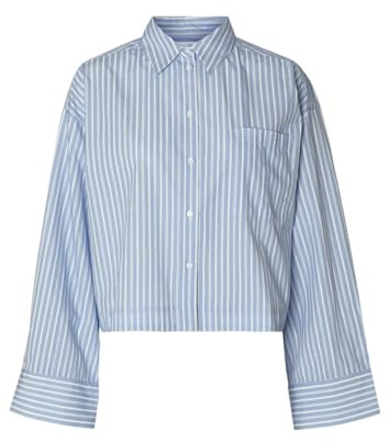 Slfastha Ls Cropped Boxy Shirt Noos, Kashmirblå, 36