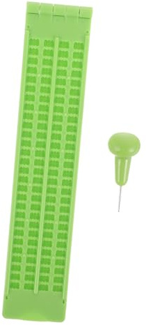 POPETPOP Set Tavoletta Scrittura Braille per Non Vedenti in Plastica Verde Chiaro 4 Righe 28 Celle Struttura Semplice e Durata