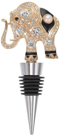 VALICLUD Rhinestone Elephant Alloy Wine Bottle Stopper Decorative Sealing Plug for Red Wine Bottles Metal with Ring Seal Charming and Home Use