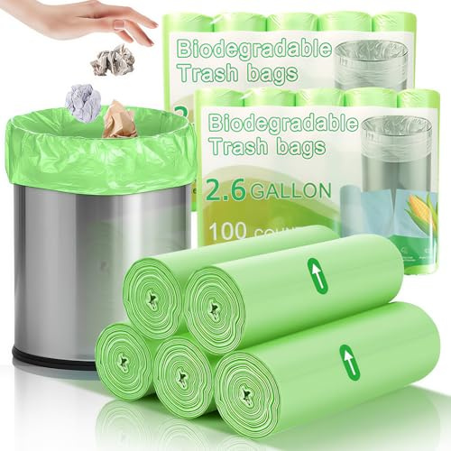 Bio Müllbeutel, 200 Stück Biomüllbeutel 10L, 20 pro Rolle Biomülltüten Kompostierbare Müllbeutel Müllsack, Bio Beutel Küchen Lebensmittel Abfallbeutel für Küche Büro (Grün, 200 Stuck-10L)