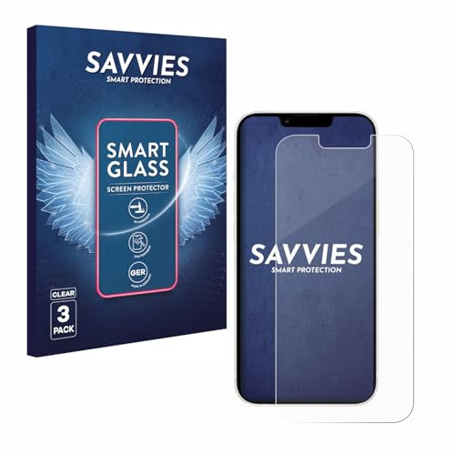 savvies Pellicola Vetro per Apple iPhone 13 | 3 Pezzi Chiara Protezione Schermo Made in Germany 9H Lamina di Vetro Anti Graffio Senza Bolle