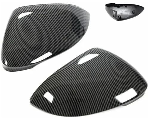 Rearview Mirror Cover Compatible With VW For Golf 8 MK8 R For GTI For RLine W/Lane Assist 2020 2021 2022 Carbon Fiber Pattern Look Side Rear View Mirror Cover(Black Carbon)