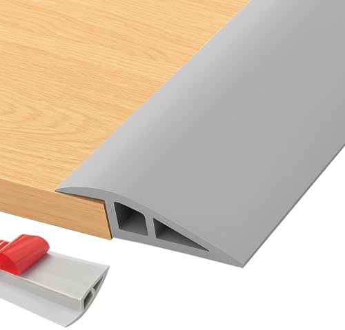 Profilé de transition autocollant - 2 m x 7 cm - En PVC - Seuil de porte - Compensation de hauteur pour 10 mm à 15 mm - Barre de transition pour sol, tapis, seuils (gris)