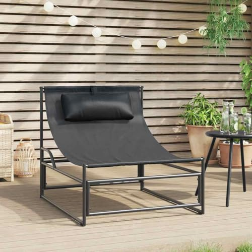 KTHLBRH Gartenliege mit Textilene Bezug und Stahlrahmen Ergonomische Gartenliege für Sonnenliegen Gartenliegestuhl für Terrasse und Poolbereich Anthrazit