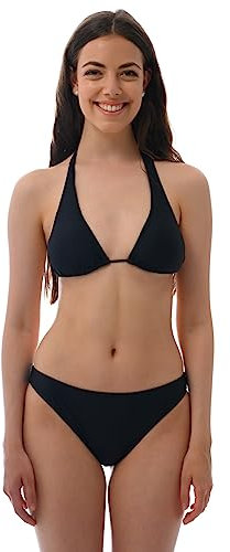 ROCK-IT Apparel Bikini Damen Set I Bikinioberteil Set mit Bikinihose I Triangel Bikini mit Push up Pads zum rausnehmen I Farbe Schwarz (Slip L - Top L)