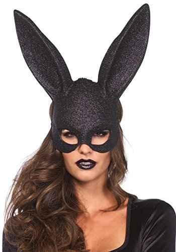 Black Glitter Bunny Mask