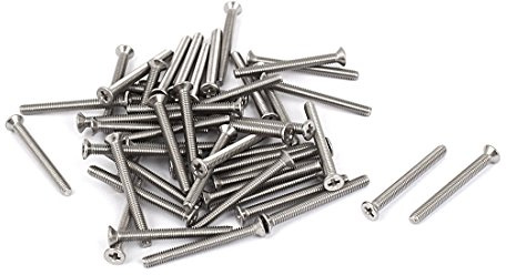sourcing map 50 Stück Phillips Senkkopfschrauben M2,5 x 25 mm Kreuzschlitz-Maschinenschrauben, Silberfarben