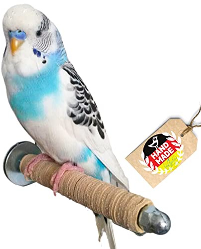 Vogelgaleria® Sitzstange für Wellensittiche, weiche, therapeutische Sitzstange mit Bio-Leder anpassbar - Vogelzubehör