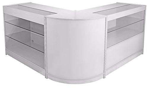 MonsterShop Pégase Shop Ensemble de comptoirs et vitrine en verre blanc brillant, protection UV, melamine MDF