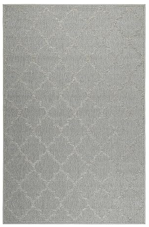 Wecon Home Indoor & Outdoor, 160 x 225 cm, Silber | moderner Kurzflor Teppich/Läufer für Flur, Esszimmer, Küche, Gleamy, WH-4630-957