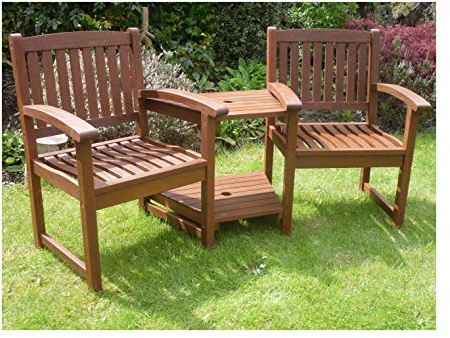 Henley Love Seat Wood Garden Bench Companion Set FSC®-Certified Hardwood Loveseat Tete Tete Garden Furniture Outdoor Patio Brown | Quality Acacia Wood FSC-Certified Hardwood Timber by Your Price Furniture