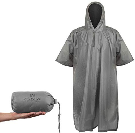 Arcturus Poncho i lätt ripstop-nylon med justerbar huva (grå)