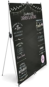 Oedim Photocall flexible 100% personalizado Boda, 250x180cm, Expositor Publicitario Fabricado en Lona Frontlit, Incluye 3 Estructuras X-Banner de Fácil Montaje
