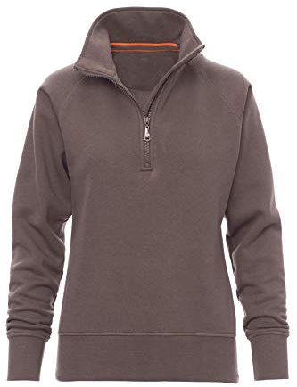 Mivaro Damen Troyer Pullover mit Reißverschluss aus Baumwollmischung - Sweatshirt mit Stehkragen und Fleecefutter - Regular Fit - elastische Bündchen - ideal für Herbst Winter Frühling Alltag Sport