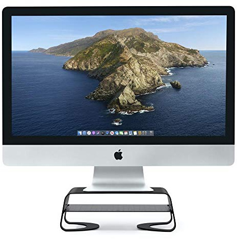Twelve South Curve Riser Monitor Stand, Ergonomic Desktop Stand with Storage Shelf for iMac and Displays, Matte Black