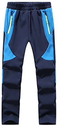BenBoy Kinder Softshellhose Gefüttert Skihose Thermohose Wasserdicht Winter Schneehose Jungen Mädchen Wanderhose Outdoorhose,KZ0008-Blue-L