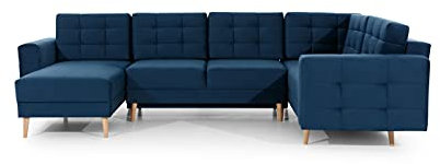 All4All Ecksofa Angela mit Schlaffunktion Bettkasten Eckcouch U-Form Polstersofa Sofa Couch Wohnlandschaft 23 (Monolith77)