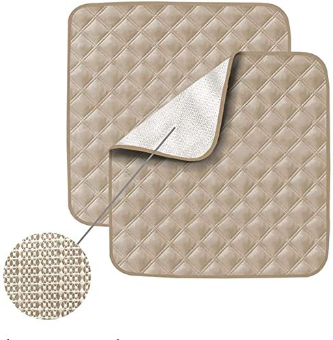 Sitzpolster für Inkontinenz, waschbar, 53,3 x 55,9 cm, für Senioren, Erwachsene, Kinder oder Haustiere, 4-lagiges Design, saugfähiger Schutz für Stuhl, 2 Stück (Beige)