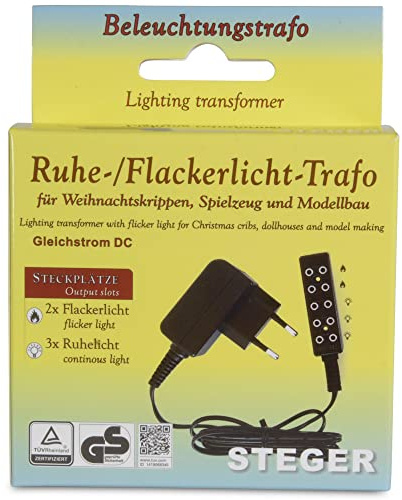 Riffelmacher Ruhe/Flackerlicht Trafo 78529 | für 3.5-4.5V Birnchen/3.5V LED Lämpchen - Zubehör Netzteil Puppenstube Weihnachtskrippe Modelleisenbahn Elektrik