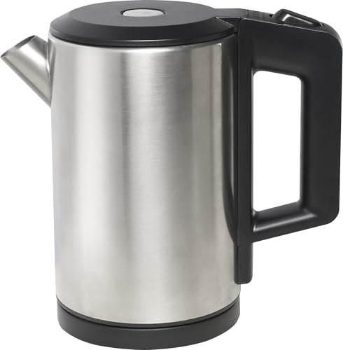 Corby Canterbury 1L Brushed Steel,1500W Hotel Kettle | Compact Hotel Kettle with 360° Base, Push Button Lid, Concealed Heating Element, Integrated Filter