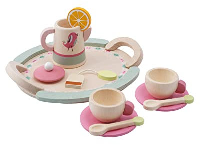 CGB Giftware | Little Tribe 10pc Pink Wooden Tea Set | Pretend Play Role Play Toy for Children | Age 3Years + | In Gift Box | GB06445