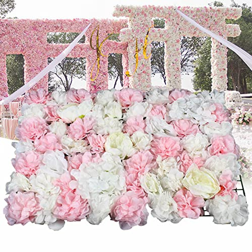 6PCS Artificial Flower Panels Fake Floral Panel Velvet Hydrangea Wall Panel Backdrop Decor Flower Mat for Wedding Banquet Bridal Party Baby Shower, 23.62 X 15.75 in