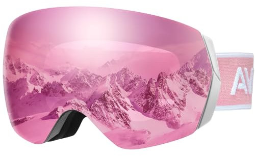 AVAWAY Herren Damen Skibrille Snowboard Brille für Brillenträger Erwachsene Jugendliche OTG UV-Schutz Kompatibler Helm Anti Fog Skibrillen Sphärisch Verspiegelt